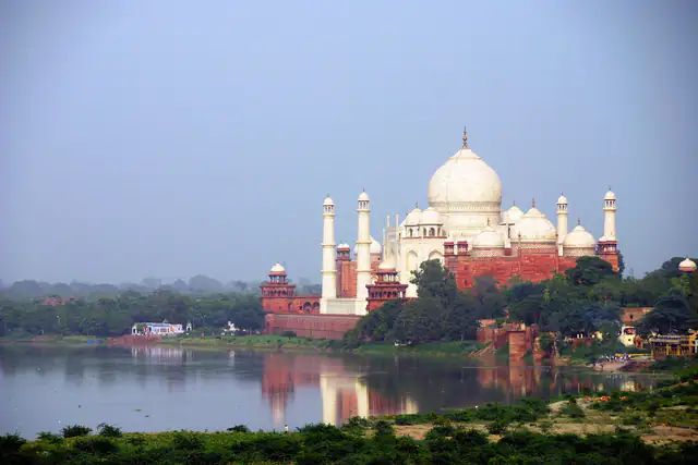 taj mahal river side view, agra